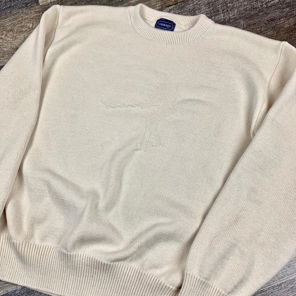 Vintage Golf Sweater Size XL Eggshell White 90s Vantage Crewneck - Picture 1 of 4